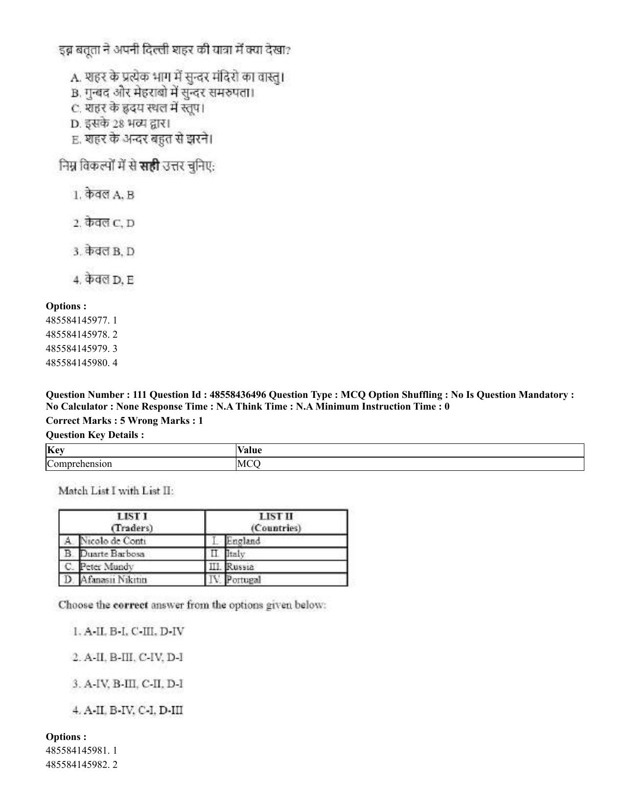 CUET 2023 English Hindi Shift 3 Question Papers  - Page 134