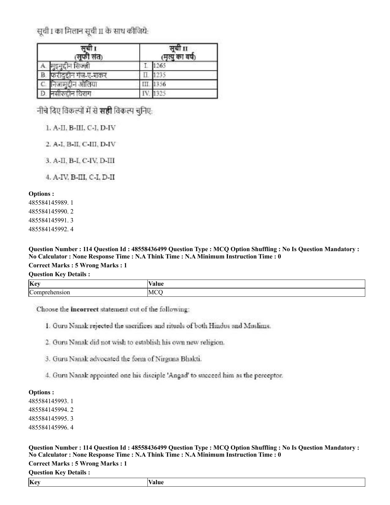 CUET 2023 English Hindi Shift 3 Question Papers  - Page 138