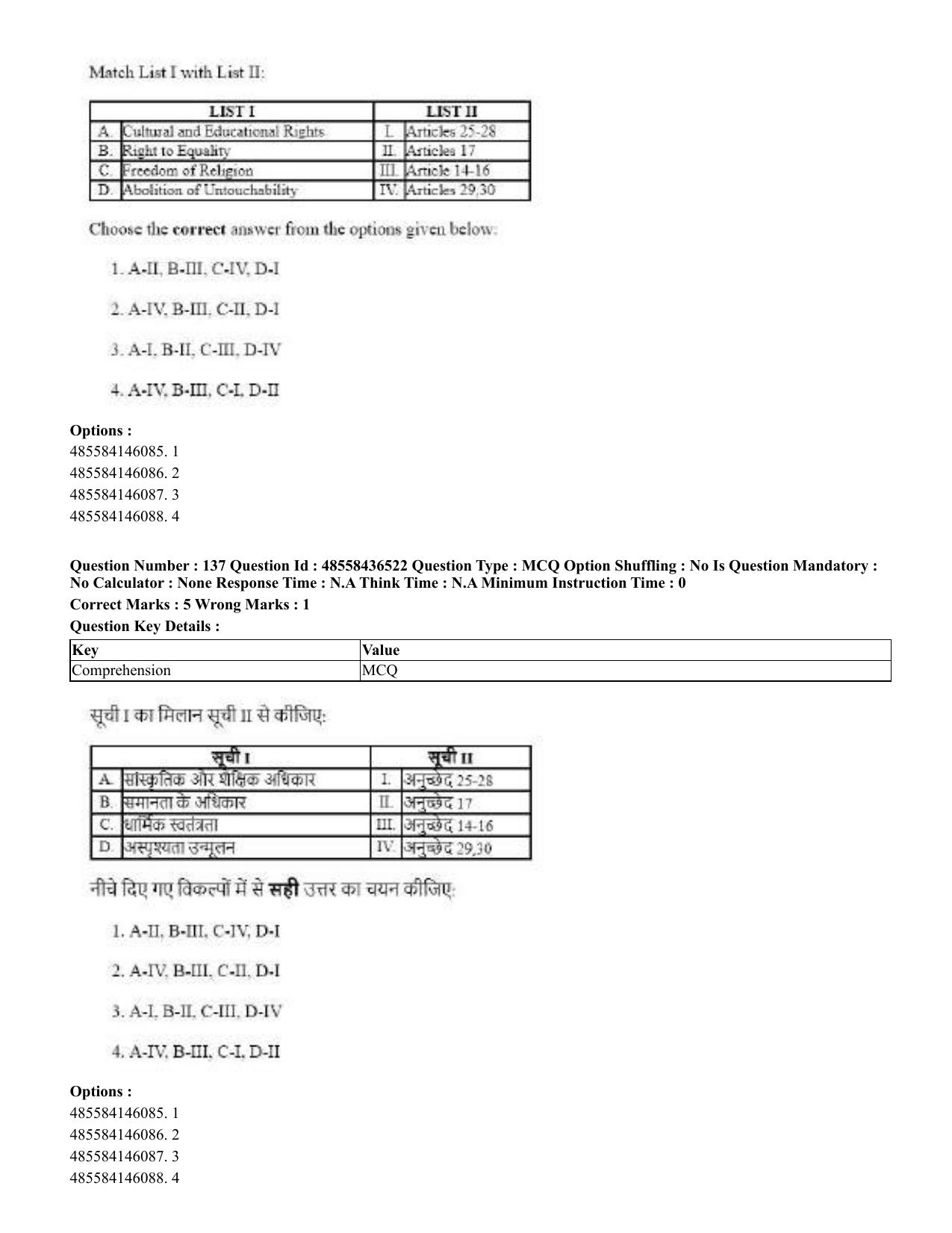 CUET 2023 English Hindi Shift 3 Question Papers  - Page 162