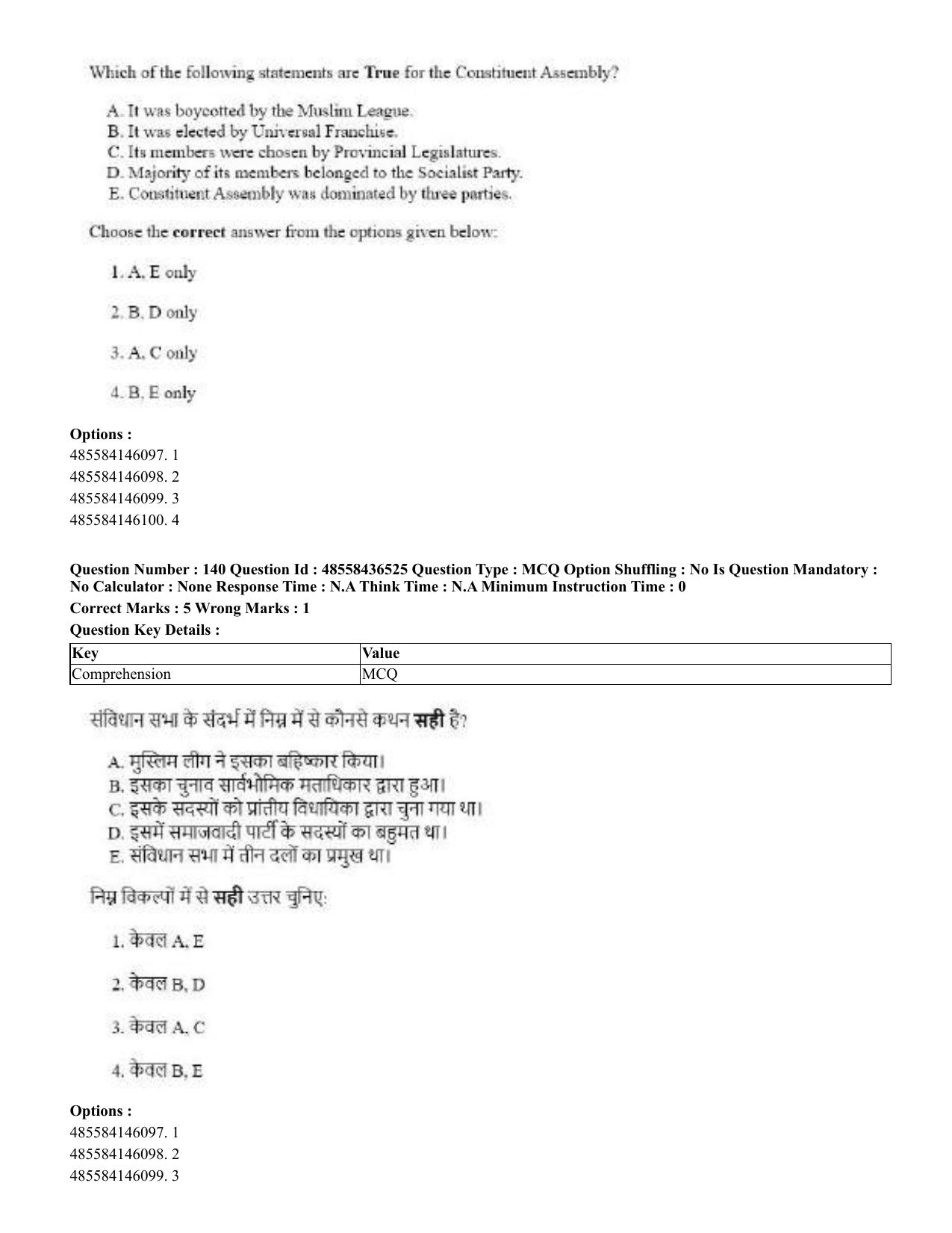 CUET 2023 English Hindi Shift 3 Question Papers  - Page 166