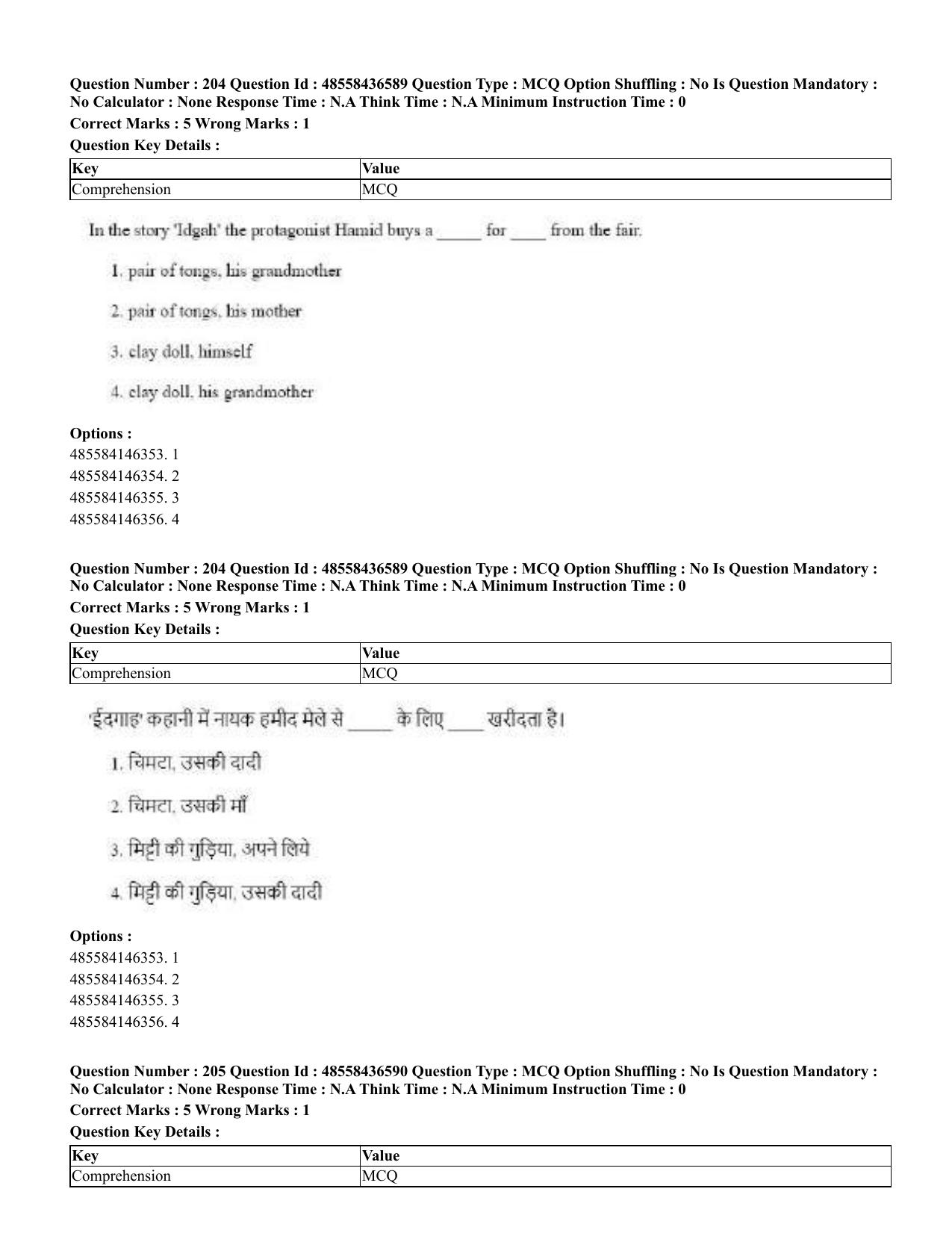 CUET 2023 English Hindi Shift 3 Question Papers  - Page 249