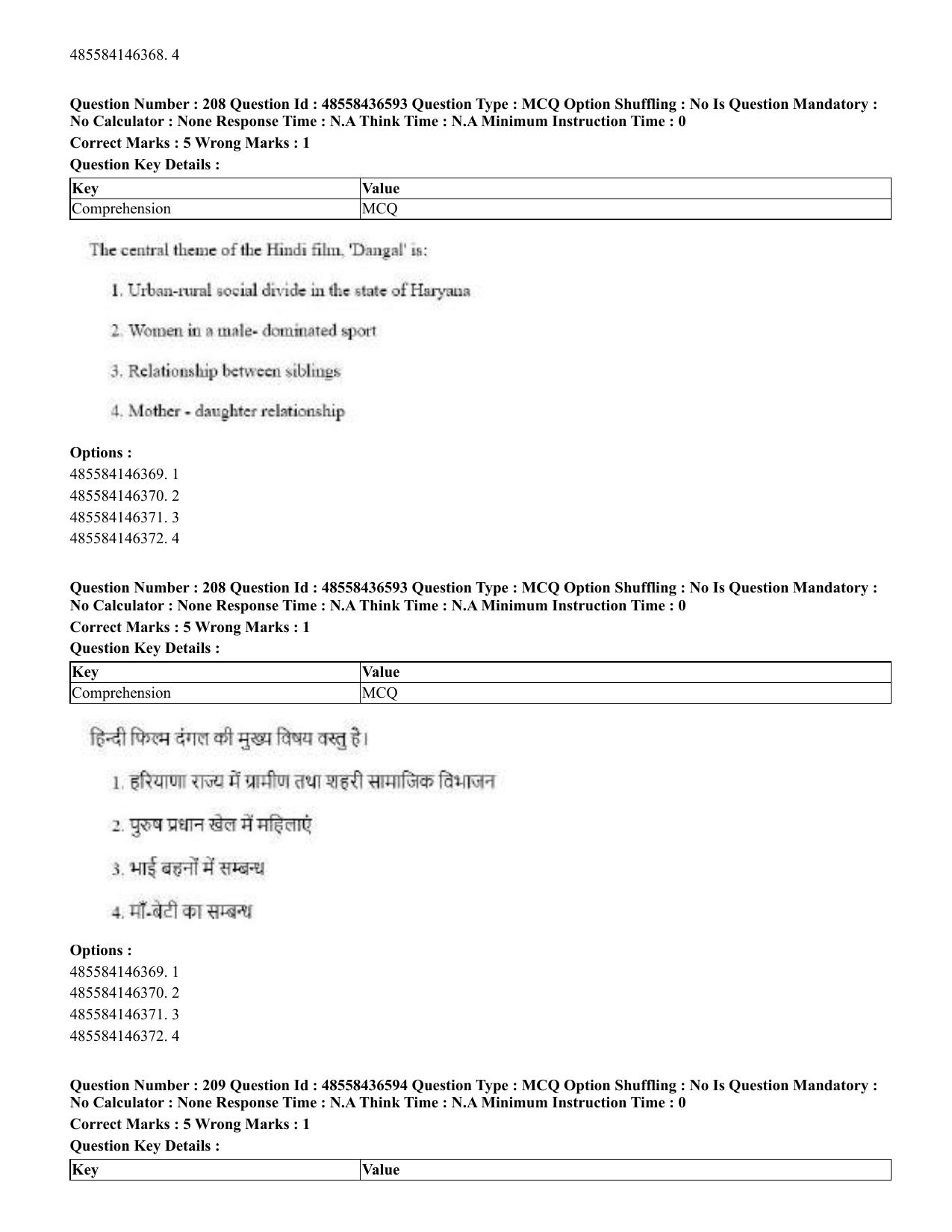 CUET 2023 English Hindi Shift 3 Question Papers  - Page 253