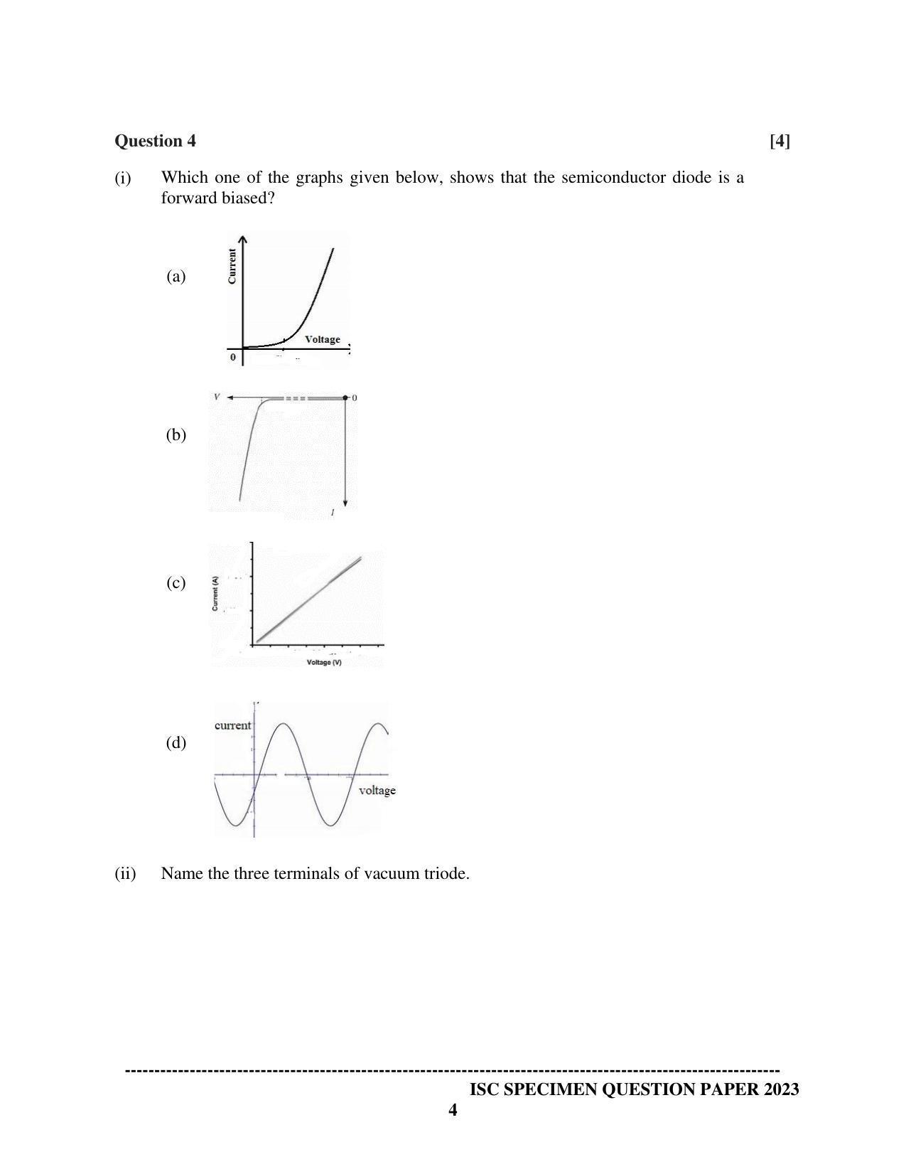 ISC Class 12 Electricity & Electronics Sample Paper 2023 - Page 4