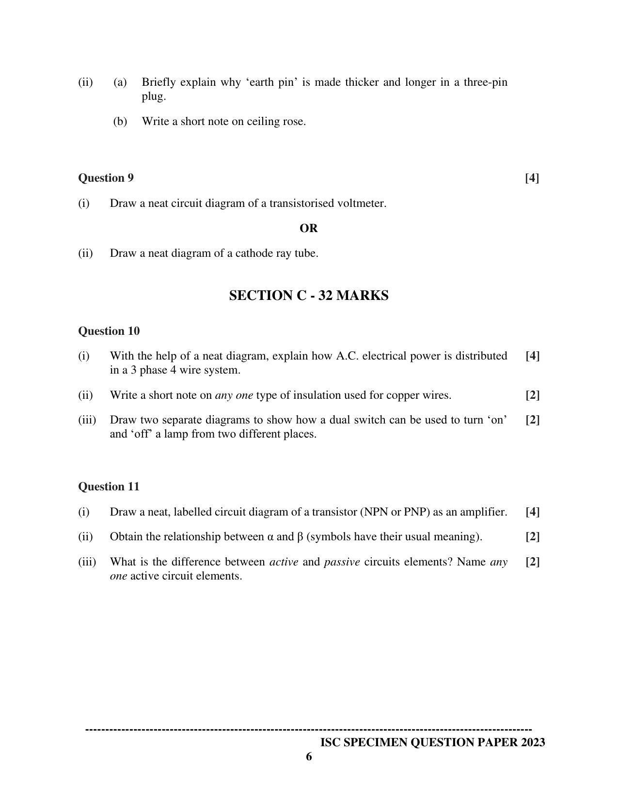 ISC Class 12 Electricity & Electronics Sample Paper 2023 - Page 6