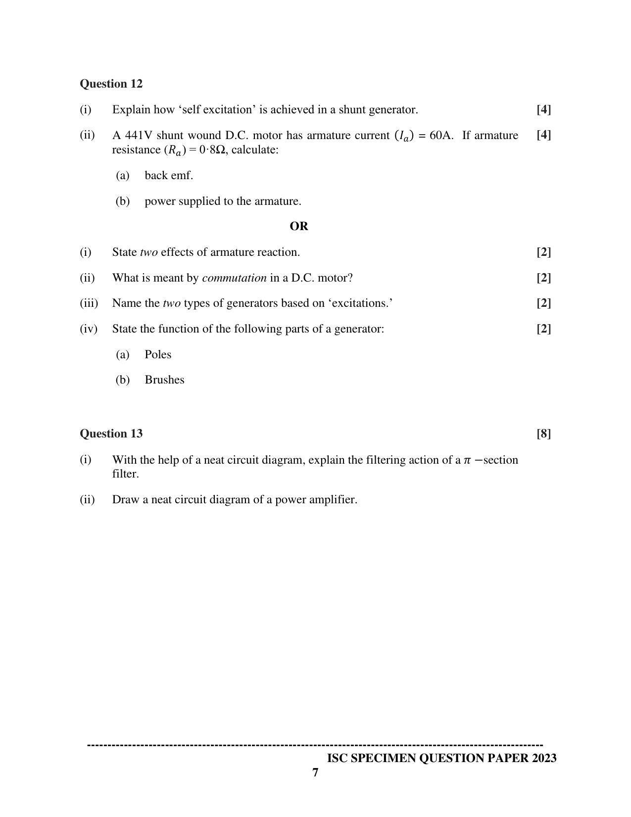 ISC Class 12 Electricity & Electronics Sample Paper 2023 - Page 7