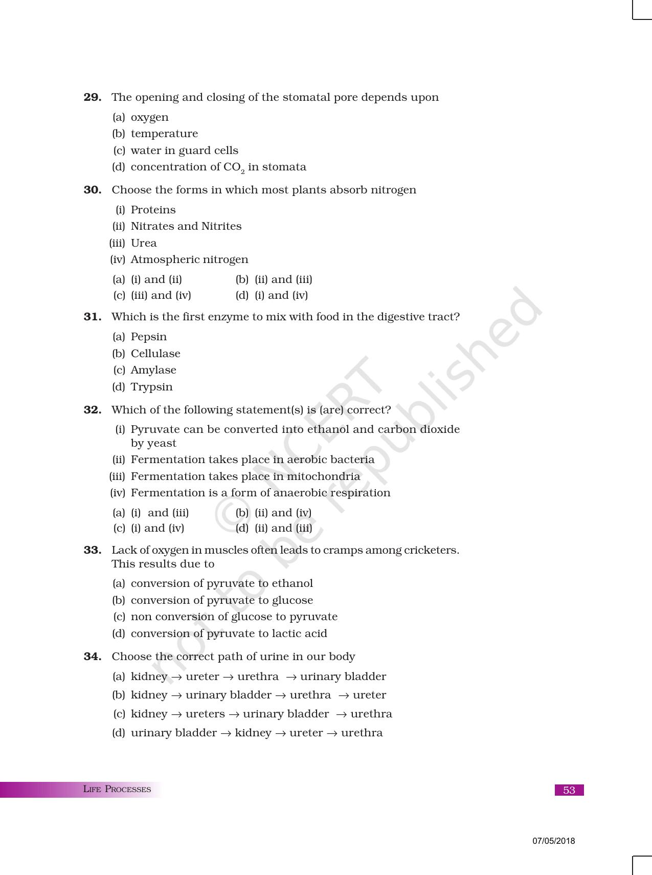 NCERT Exemplar Book for Class 10 Science: Chapter 6 Life Processes - Page 6
