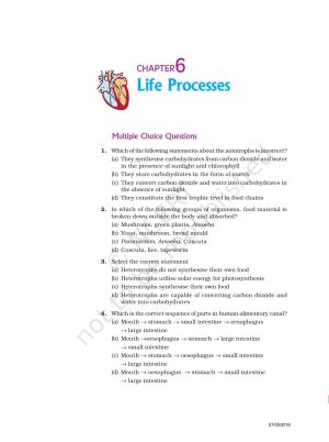 NCERT Exemplar Book for Class 10 Science: Chapter 6 Life Processes