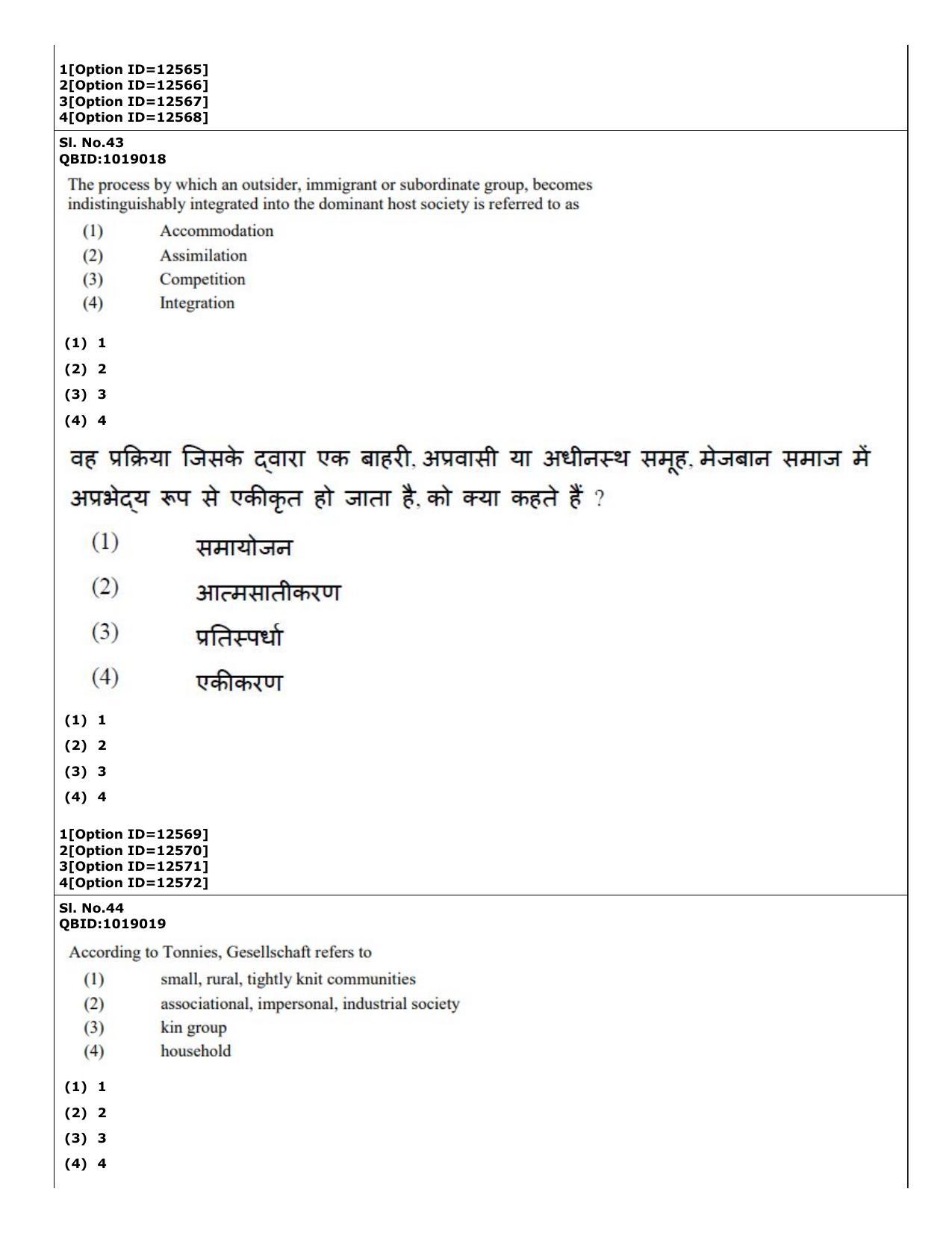 CUET (PG) 2022: PGQP-15 Sociology (04-09-2022) Question Paper - Page 33