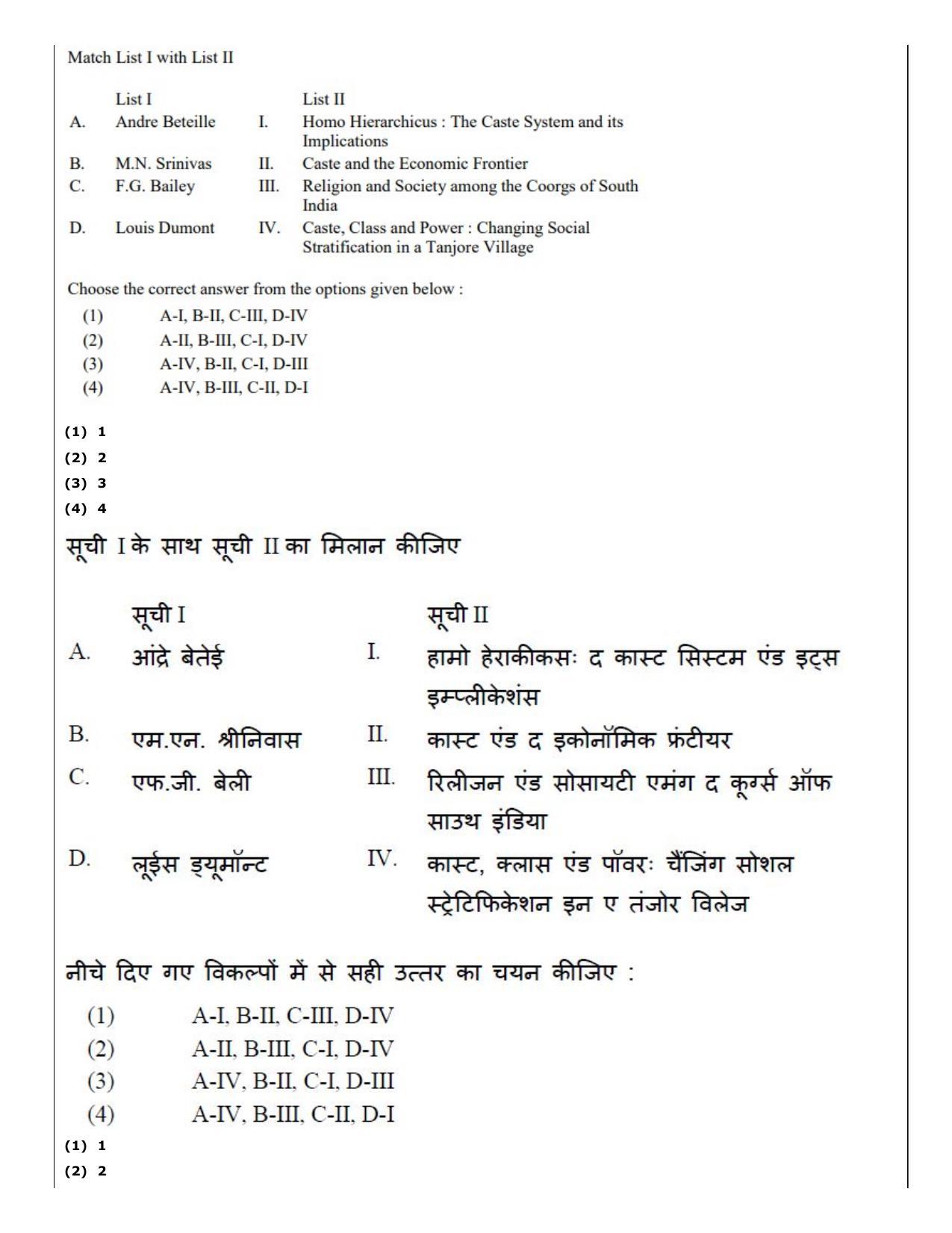 CUET (PG) 2022: PGQP-15 Sociology (04-09-2022) Question Paper - Page 57