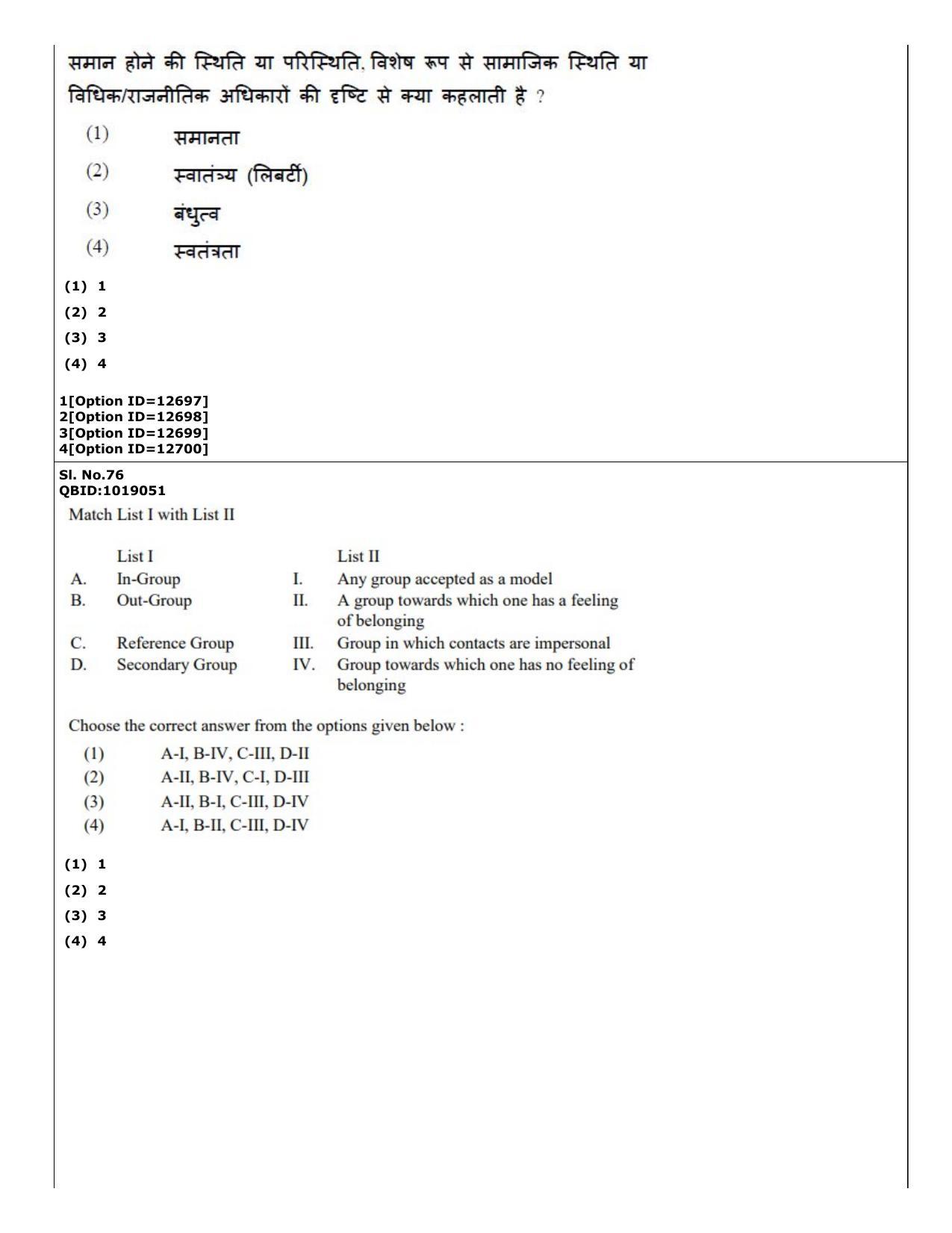 CUET (PG) 2022: PGQP-15 Sociology (04-09-2022) Question Paper - Page 60