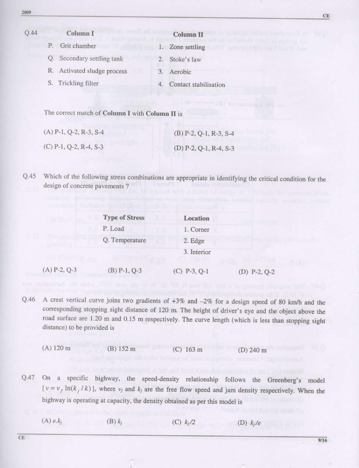 GATE 2009 Civil Engineering (CE) Question Paper with Answer Key - Page 9