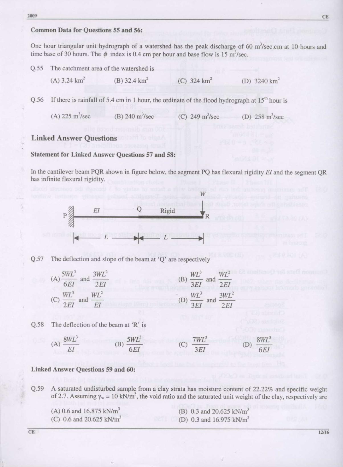 GATE 2009 Civil Engineering (CE) Question Paper with Answer Key - Page 12