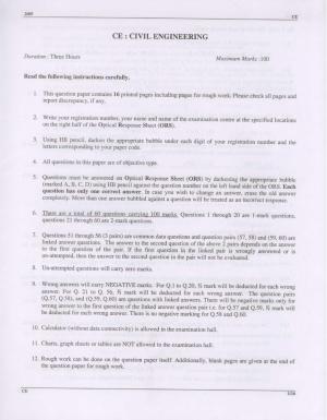 GATE 2009 Civil Engineering (CE) Question Paper with Answer Key