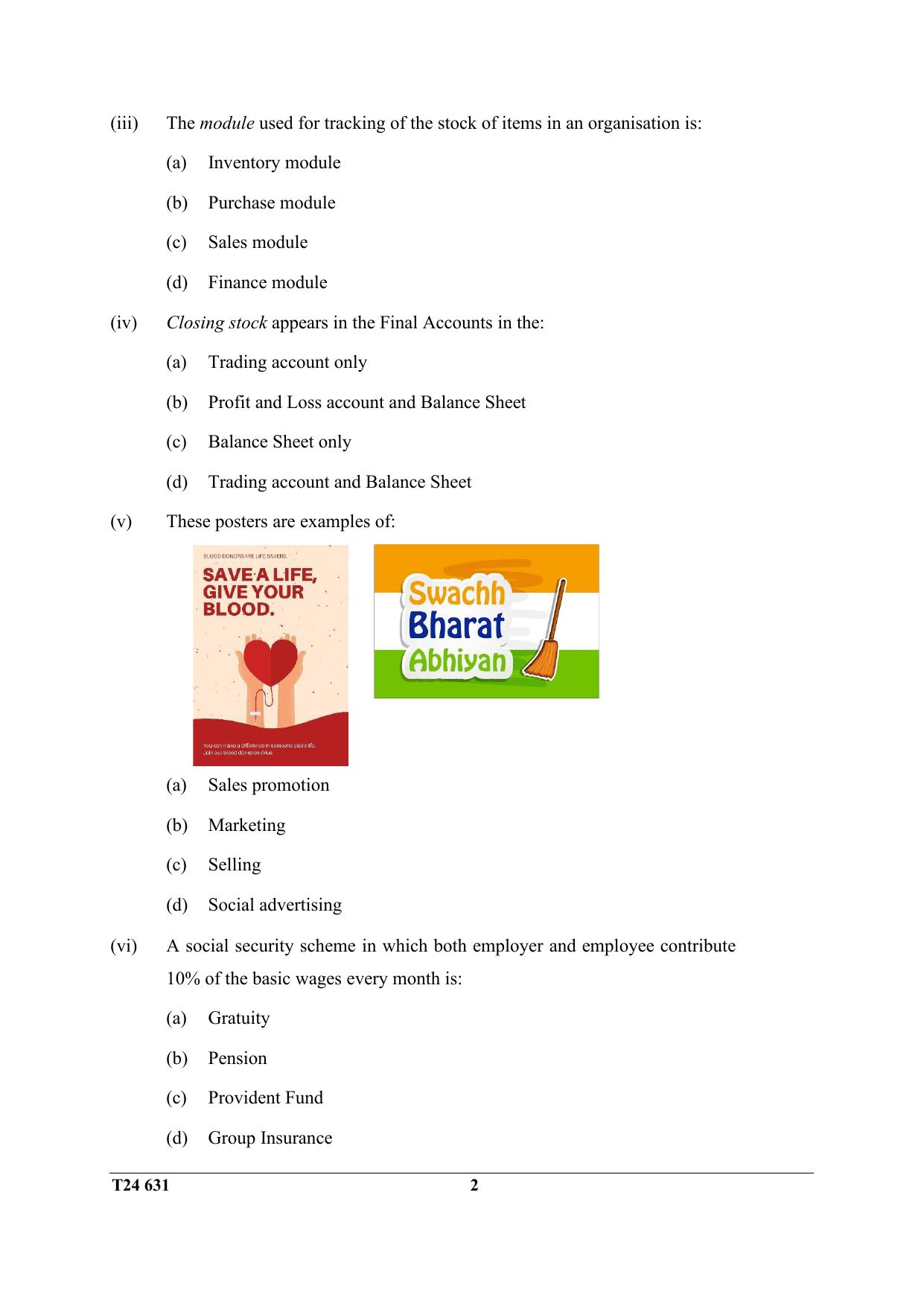 ICSE Class 10 Commercial Studies 2024 Question Paper - Page 2