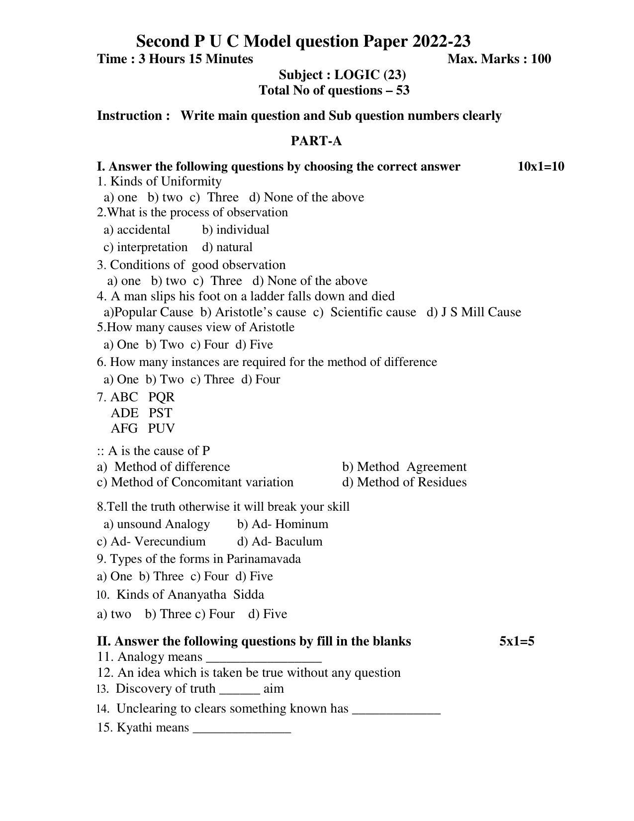 Karnataka II PUC Logic Model Question Paper 2023 - Page 5