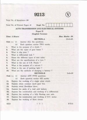 AP Inter 2nd Year Auto Transmission and Electrical Systems-II May-2019-Vocational Question Paper