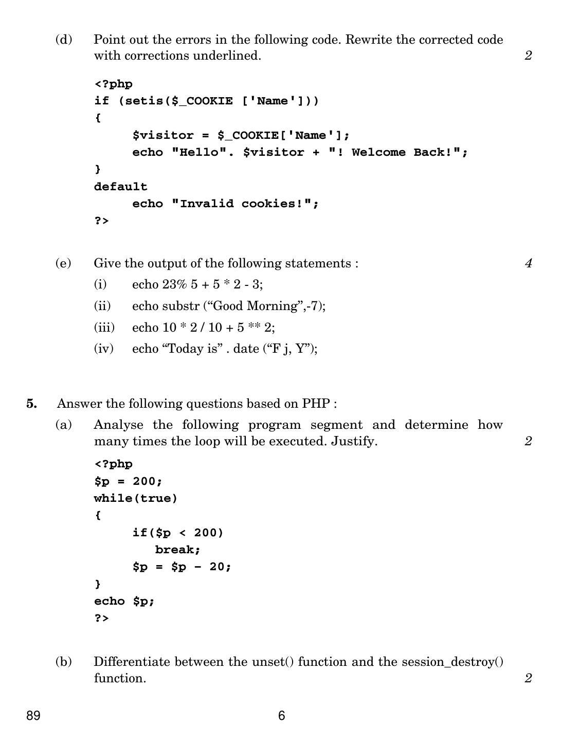 CBSE Class 12 89 Multimedia And Web Technology 2019 Question Paper - Page 6