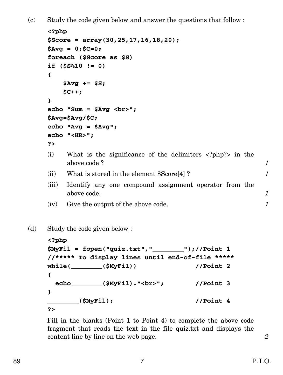 CBSE Class 12 89 Multimedia And Web Technology 2019 Question Paper - Page 7