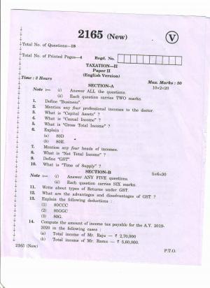 AP Inter 2nd Year Vocational Question Paper March - 2020 - Taxation - II (new)