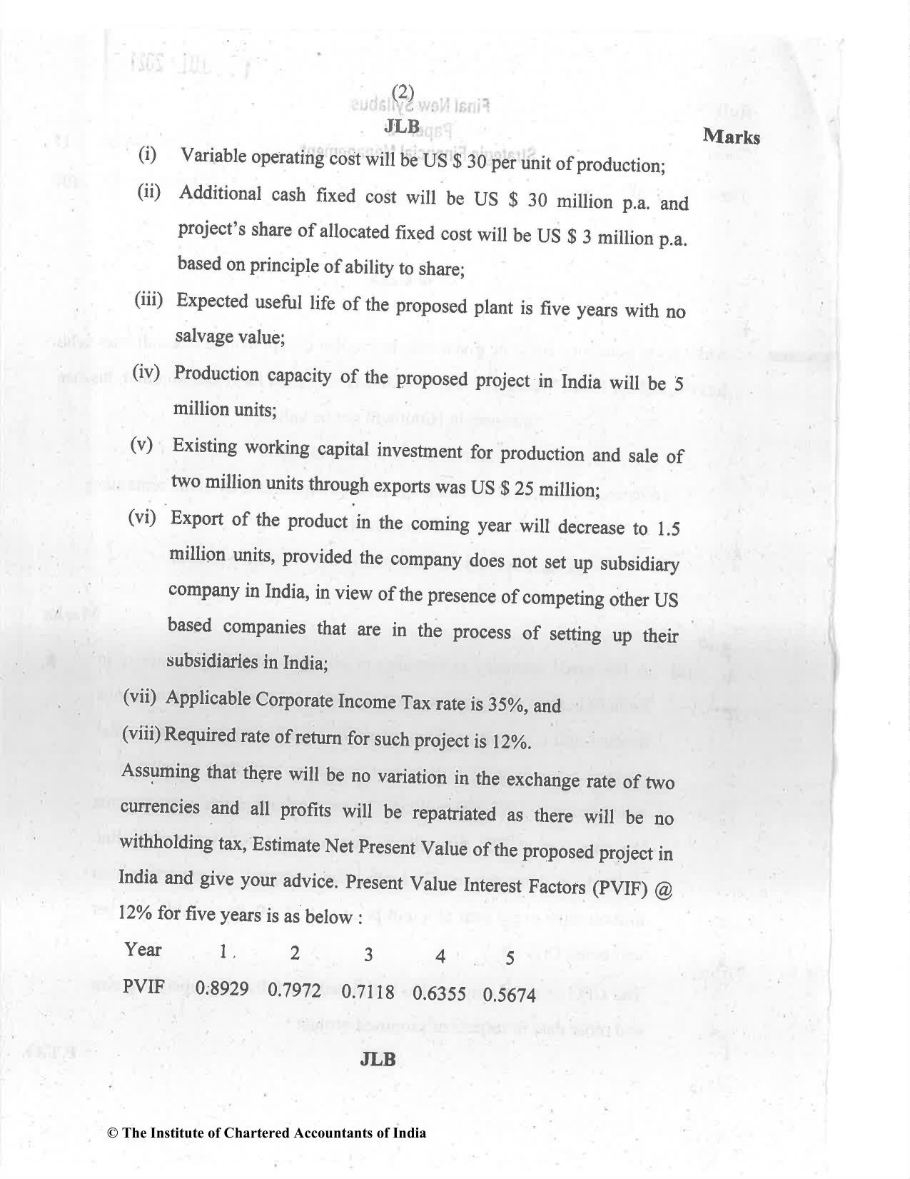 CA Final Jul 2021 Question Paper - Paper 2 – Strategic Financial Management - Page 2