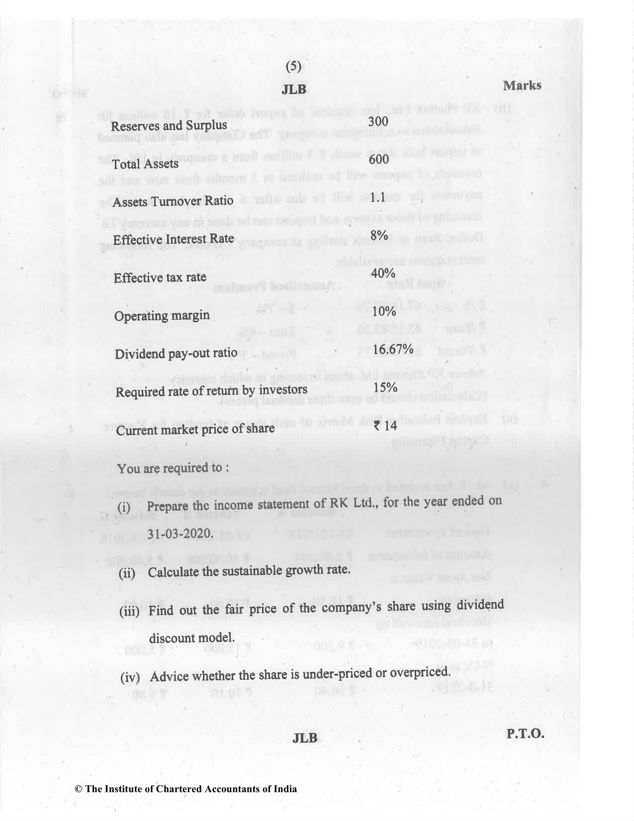 CA Final Jul 2021 Question Paper - Paper 2 – Strategic Financial Management - Page 5