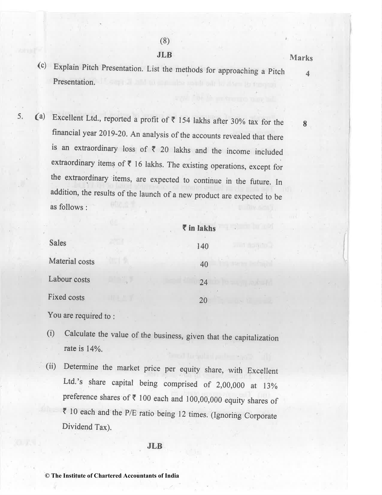 CA Final Jul 2021 Question Paper - Paper 2 – Strategic Financial Management - Page 8