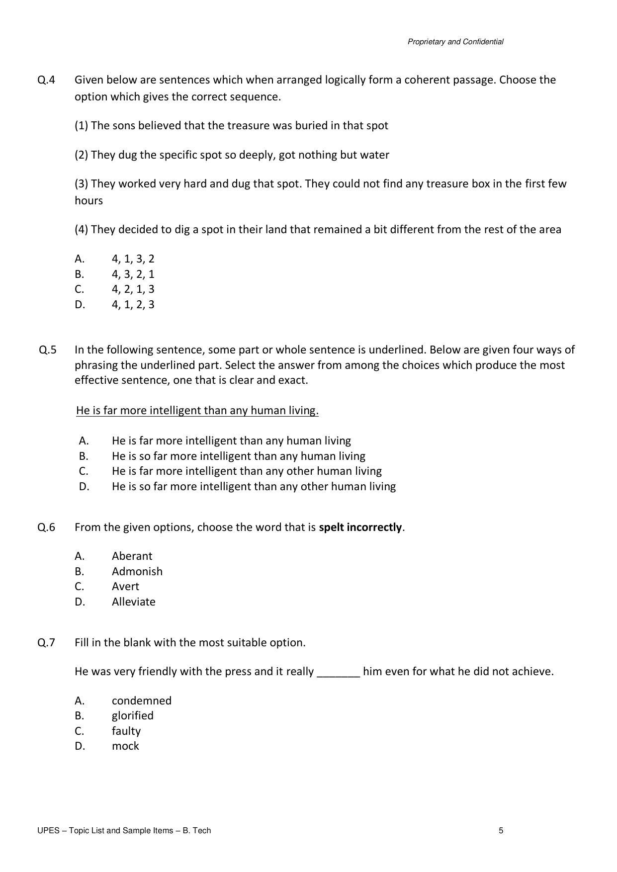 UPES B.Tech Sample Papers - Page 5