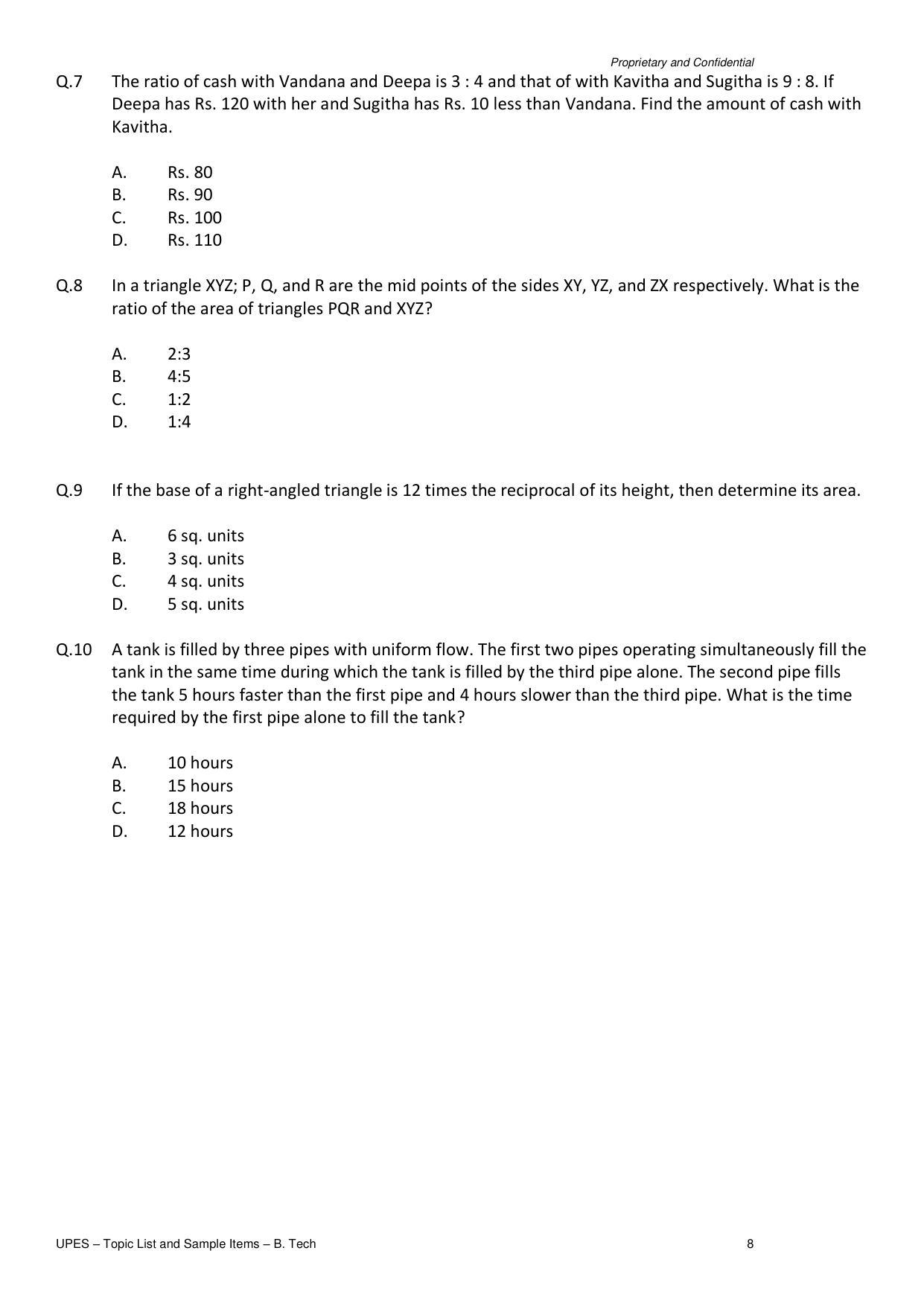 UPES B.Tech Sample Papers - Page 8