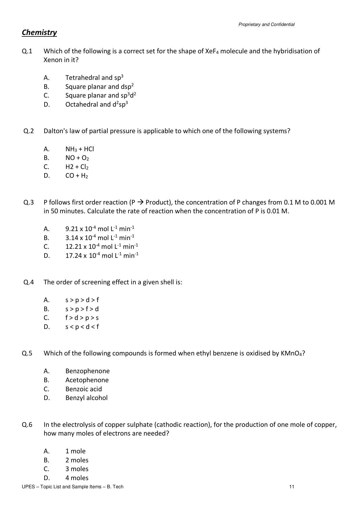UPES B.Tech Sample Papers - Page 11