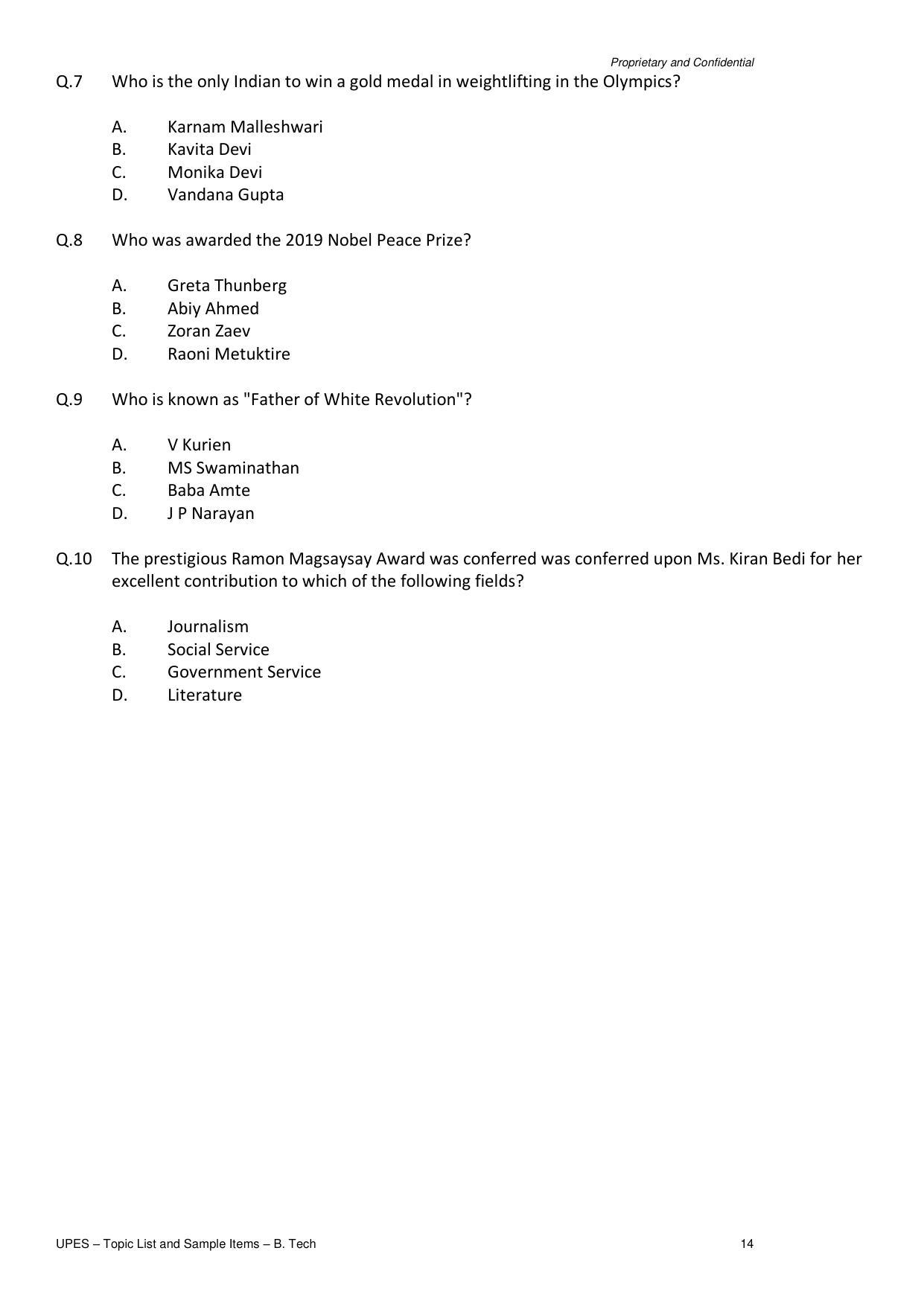 UPES B.Tech Sample Papers - Page 14
