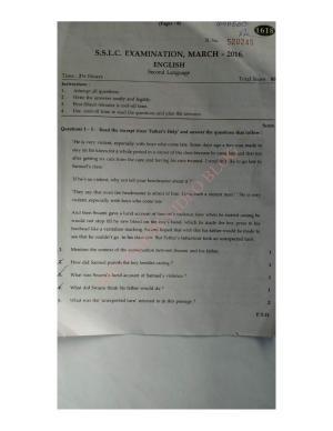 Kerala SSLC 2016 English Question Paper