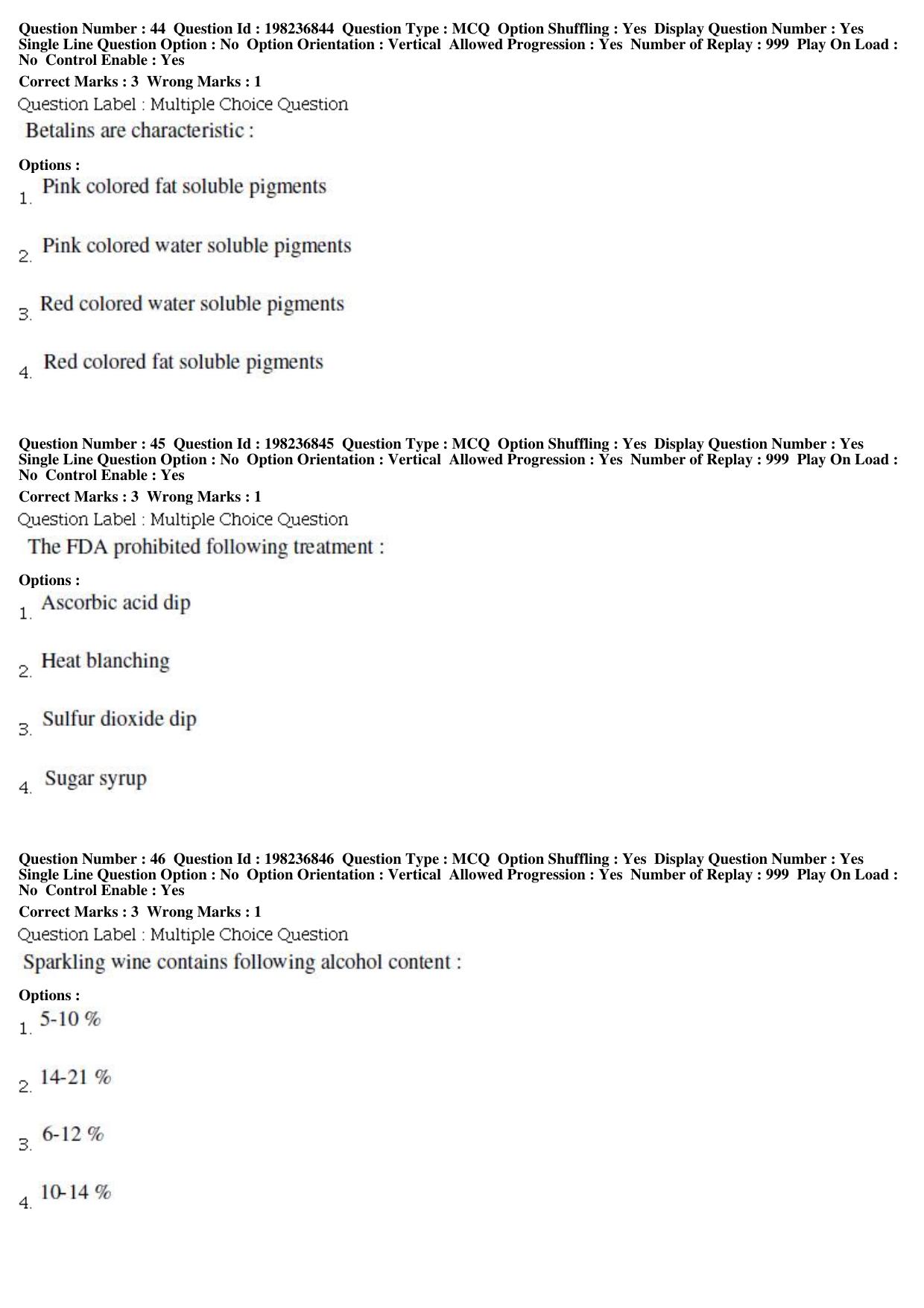 BHU RET Food Sc. Tech. 2019 Question Paper  - Page 17