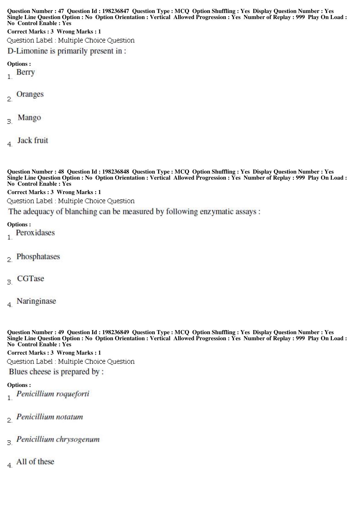 BHU RET Food Sc. Tech. 2019 Question Paper  - Page 18