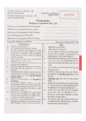 URATPG Geography 2013 Question Paper
