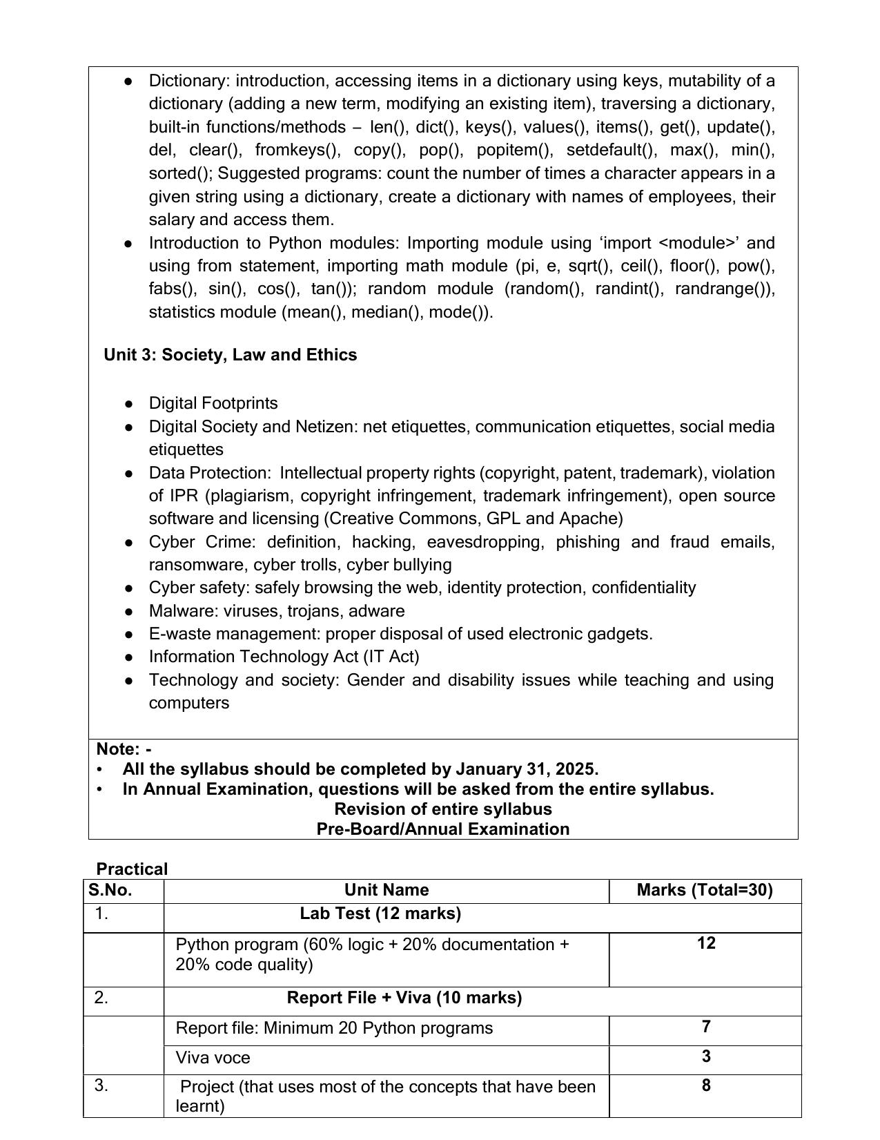 Edudel Class 11 Computer Science (English Medium) Syllabus 2025 - Page 3