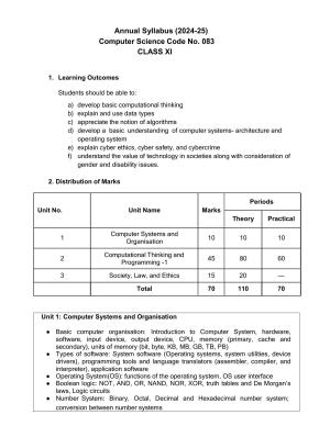 Edudel Class 11 Computer Science (English Medium) Syllabus 2025
