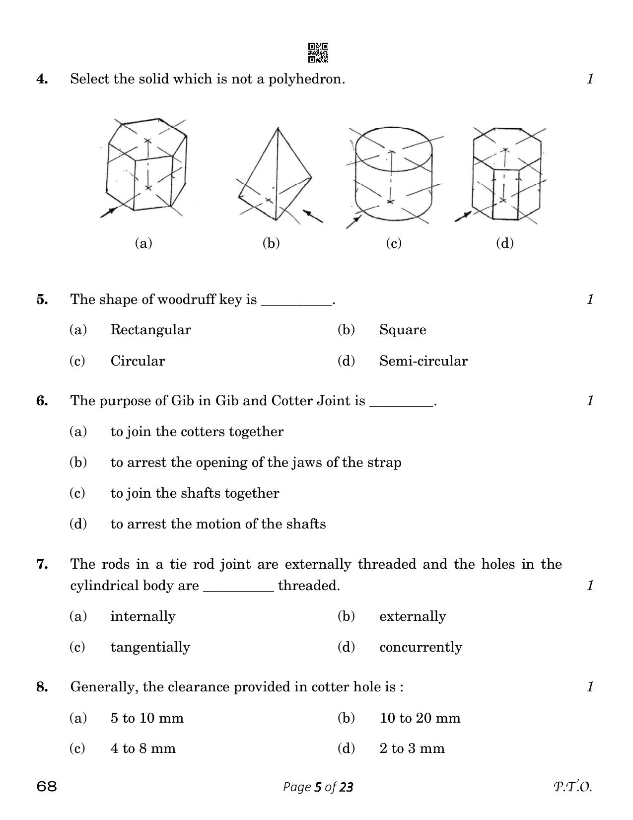CBSE Class 12 Engineering Graphics (Compartment) 2023 Question Paper - Page 5