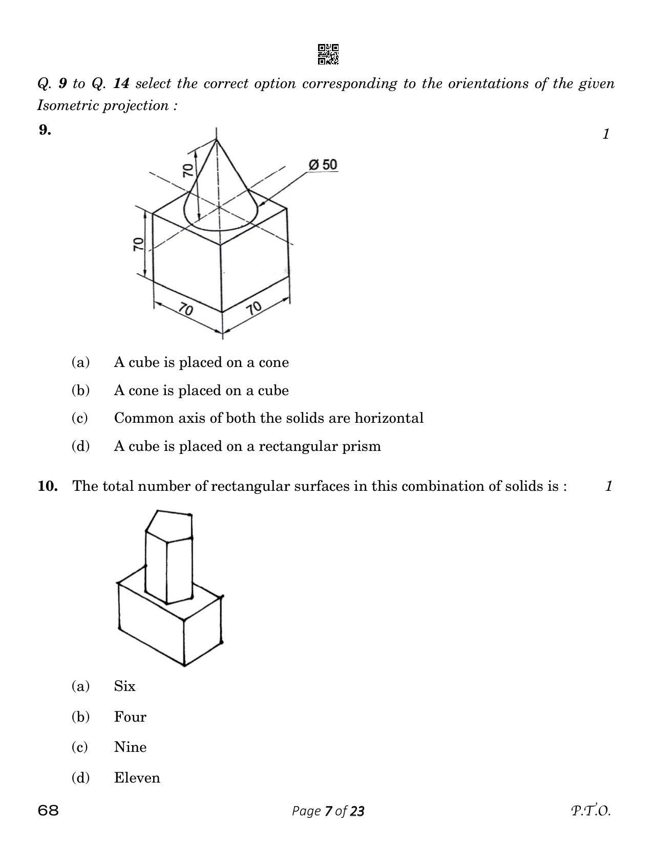 CBSE Class 12 Engineering Graphics (Compartment) 2023 Question Paper - Page 7