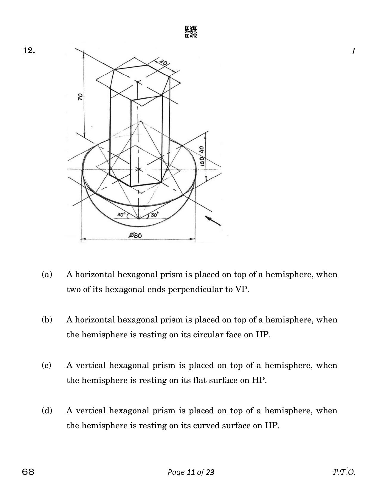 CBSE Class 12 Engineering Graphics (Compartment) 2023 Question Paper - Page 11