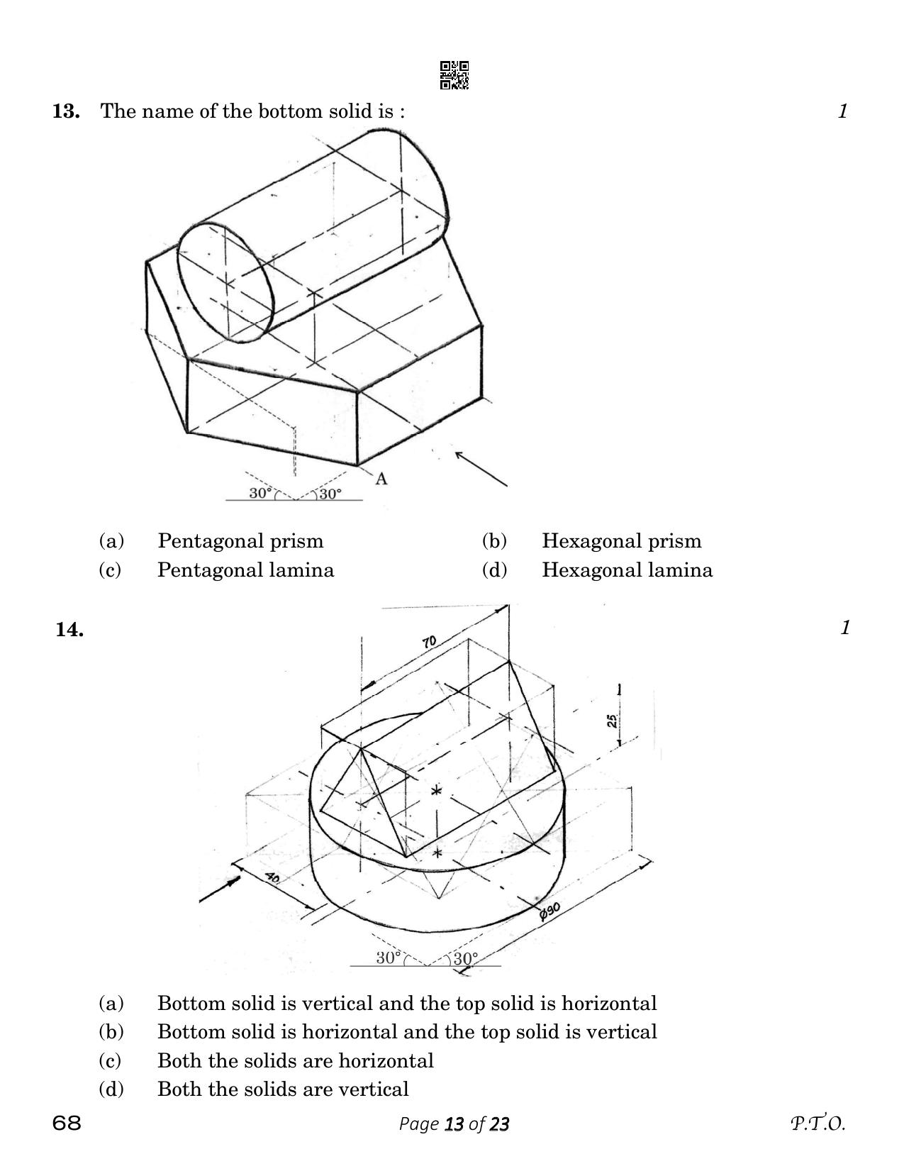 CBSE Class 12 Engineering Graphics (Compartment) 2023 Question Paper - Page 13