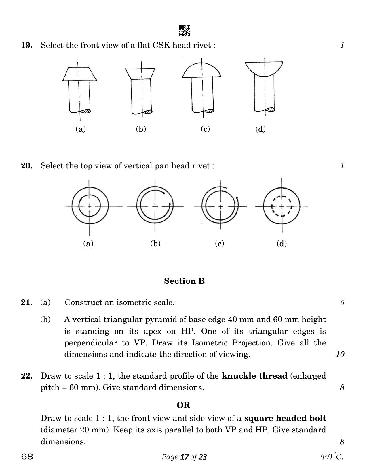CBSE Class 12 Engineering Graphics (Compartment) 2023 Question Paper - Page 17