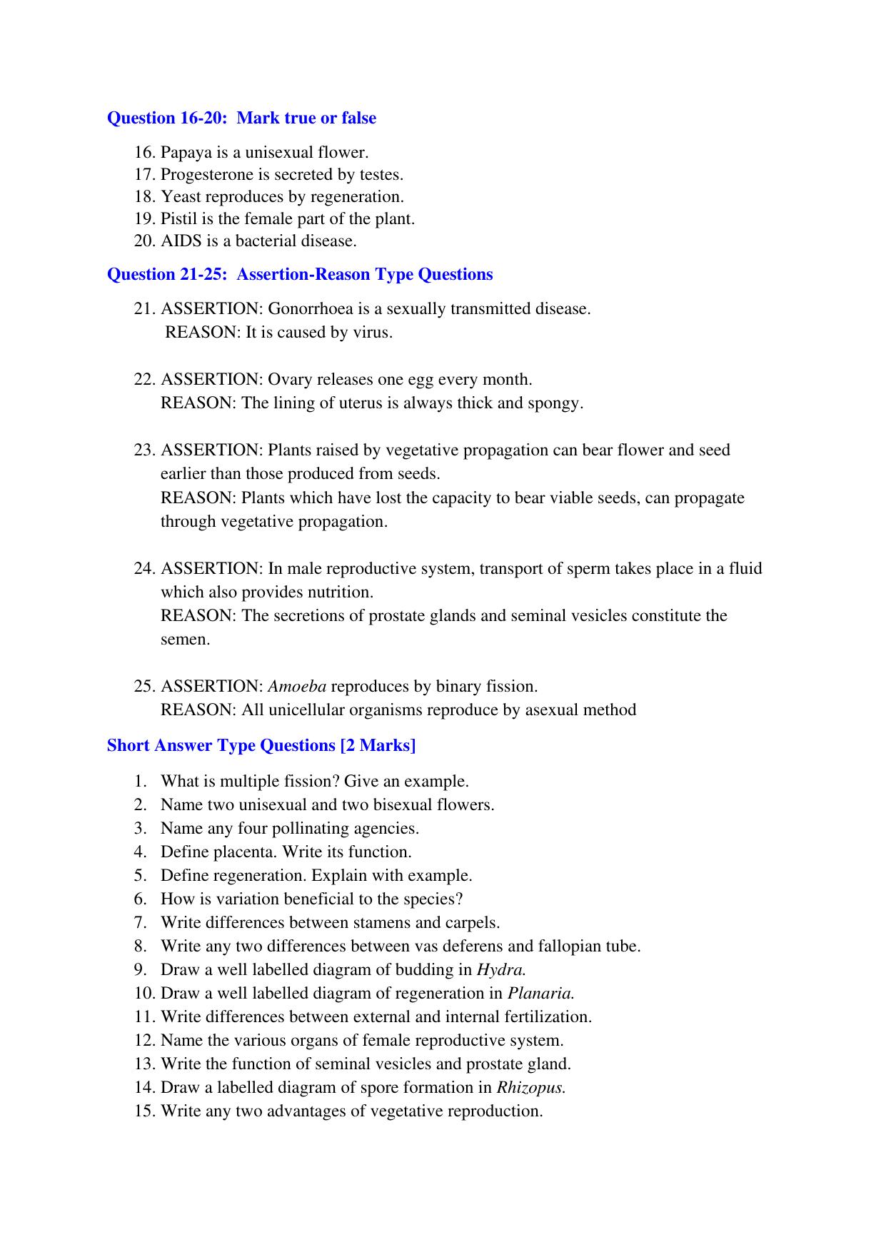 JKBOSE Class 10 HOW DO ORGANISMS REPRODUCE Question Bank - Page 3