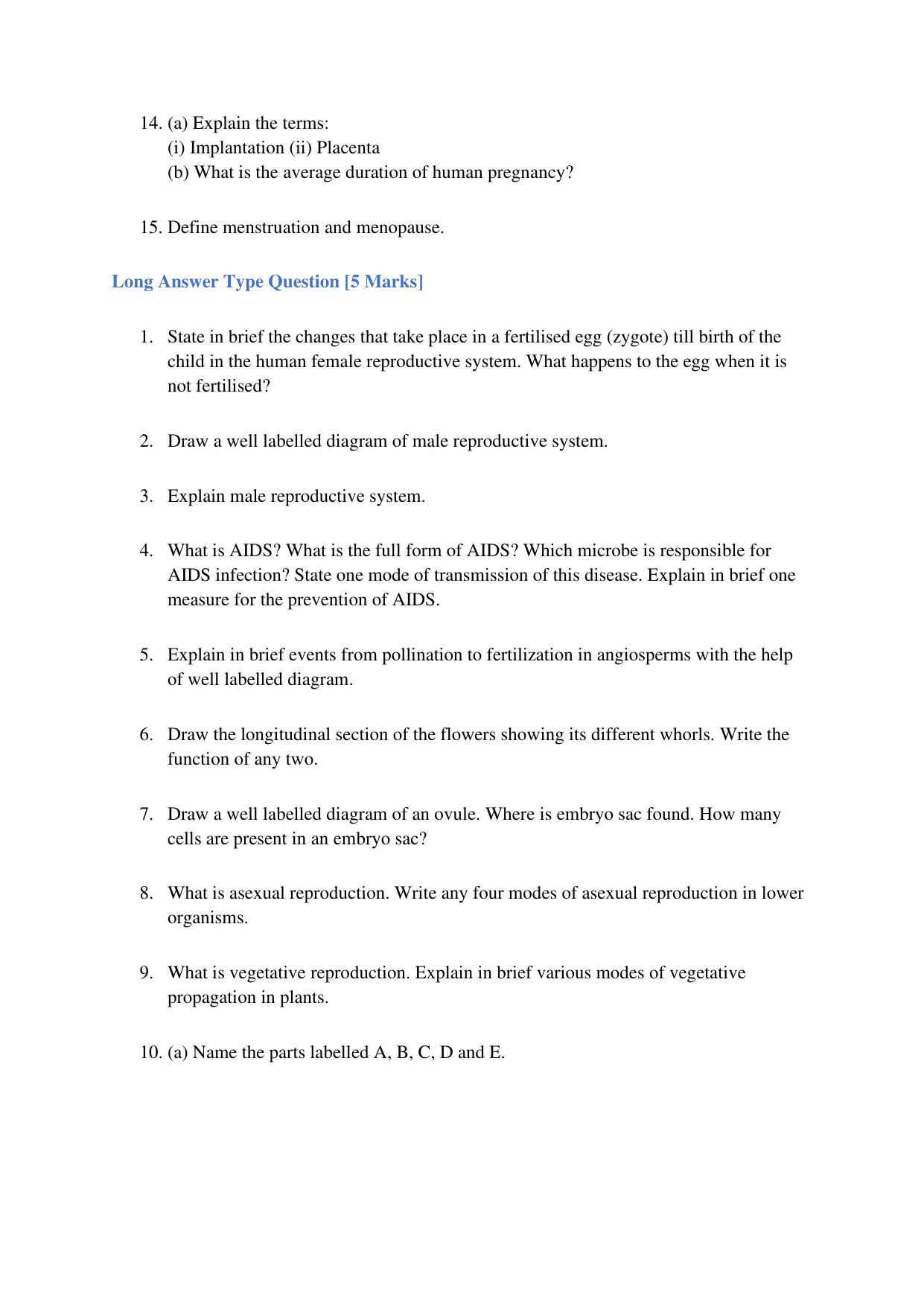 JKBOSE Class 10 HOW DO ORGANISMS REPRODUCE Question Bank - Page 5