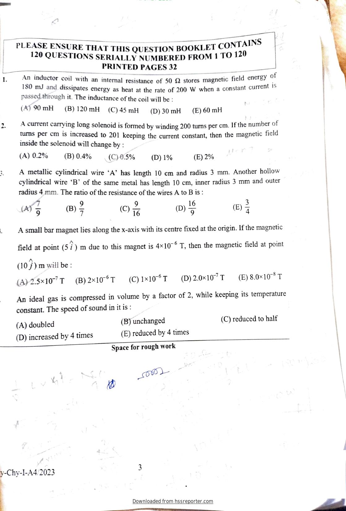 KEAM 2023 Paper 1 Question Paper - Page 1
