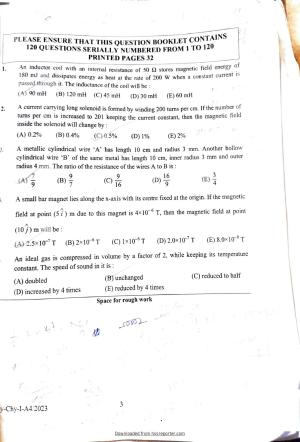 KEAM 2023 Paper 1 Question Paper