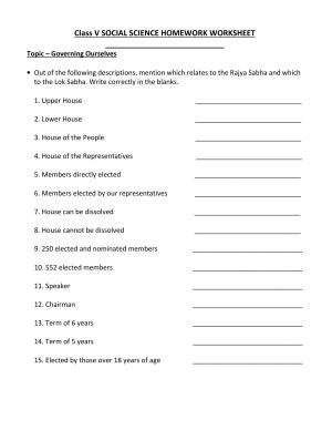 Worksheet for Class 5 Social Science Governing Ourselves Assignment