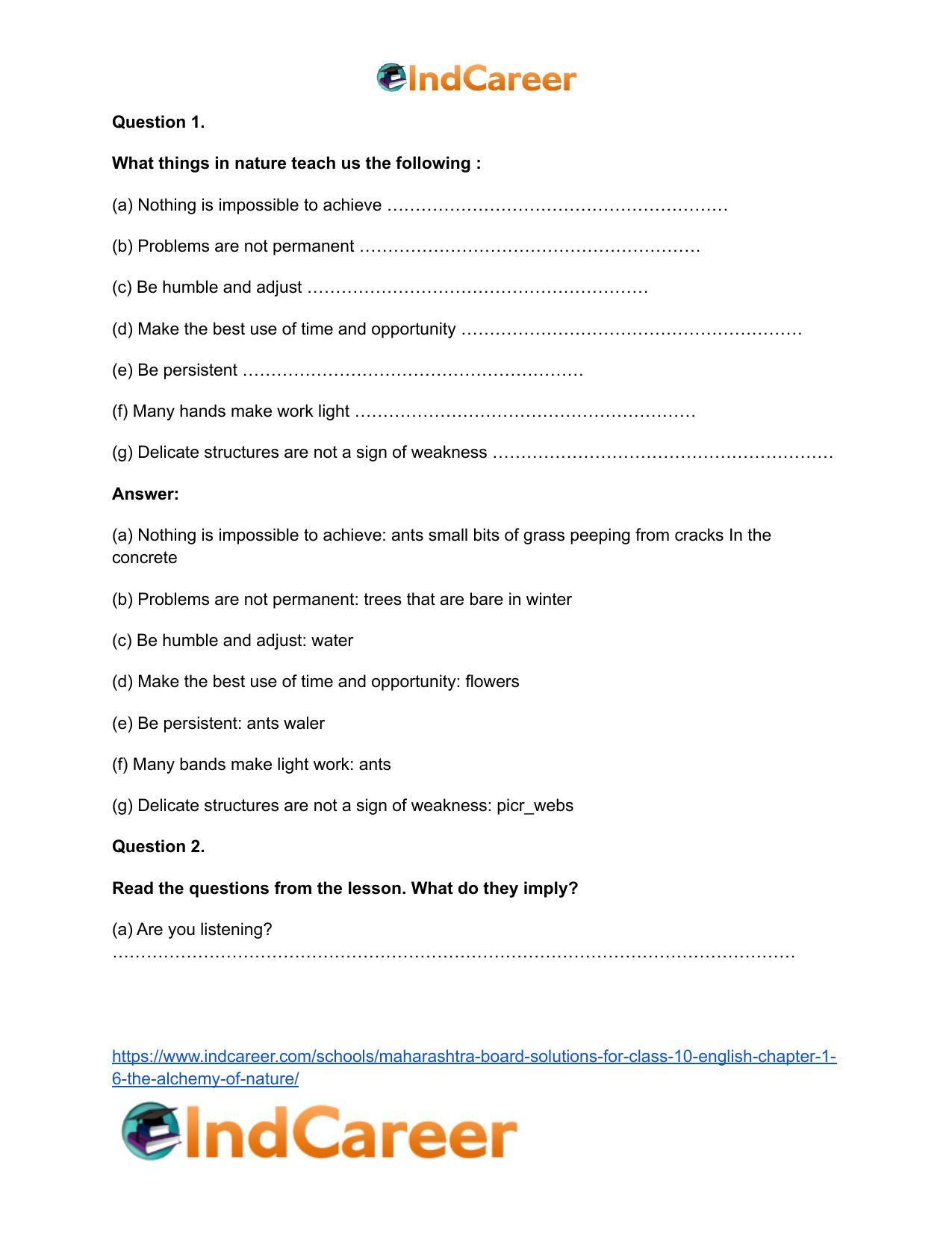Maharashtra Board Solutions for Class 10- English: Chapter 1.6- The Alchemy of Nature - Page 5