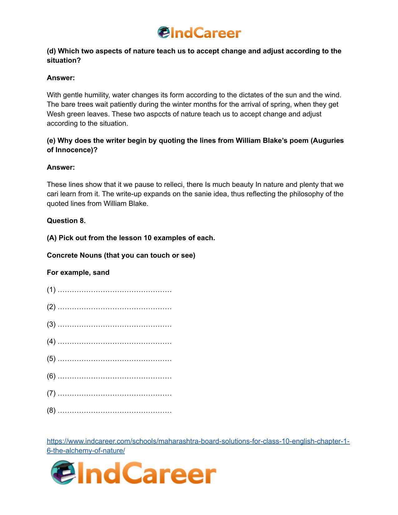 Maharashtra Board Solutions for Class 10- English: Chapter 1.6- The Alchemy of Nature - Page 11