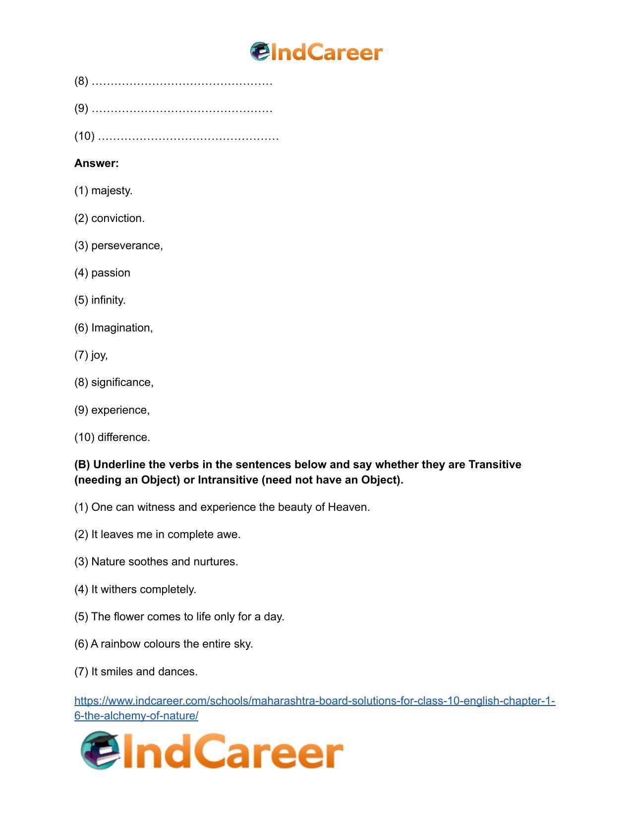 Maharashtra Board Solutions for Class 10- English: Chapter 1.6- The Alchemy of Nature - Page 13