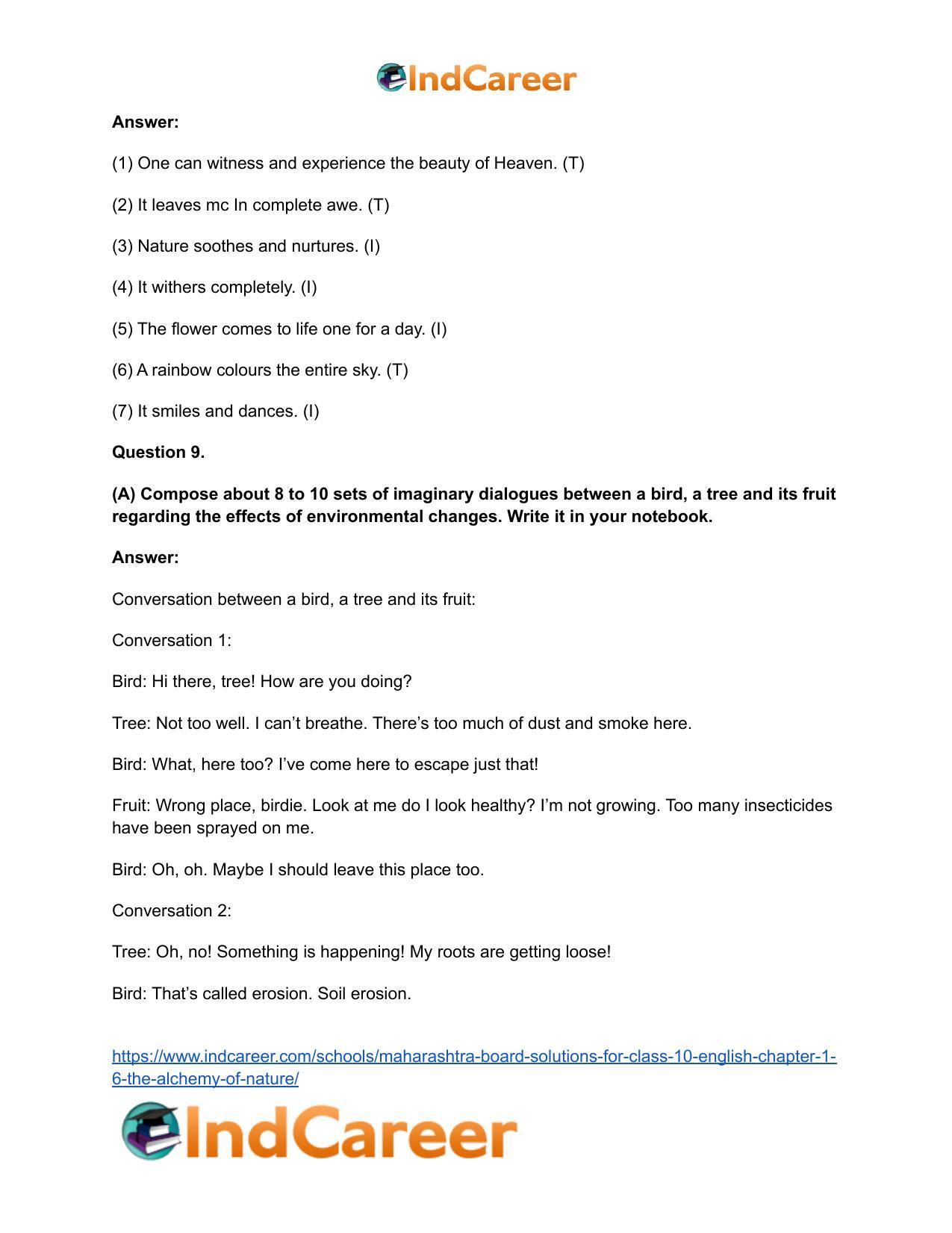 Maharashtra Board Solutions for Class 10- English: Chapter 1.6- The Alchemy of Nature - Page 14